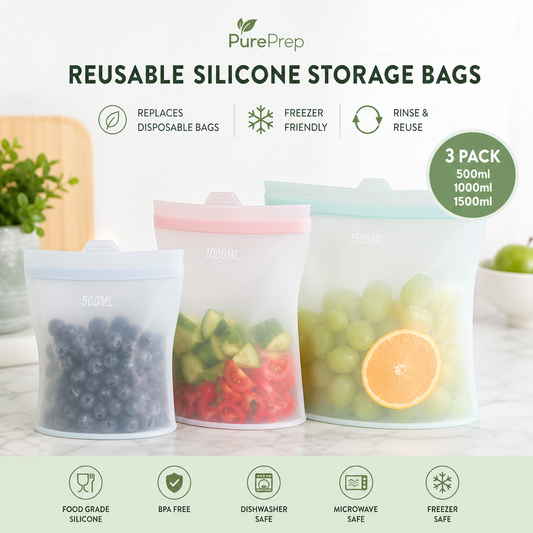PurePrep™ Silicone Food Storage Bags — 3-Pack