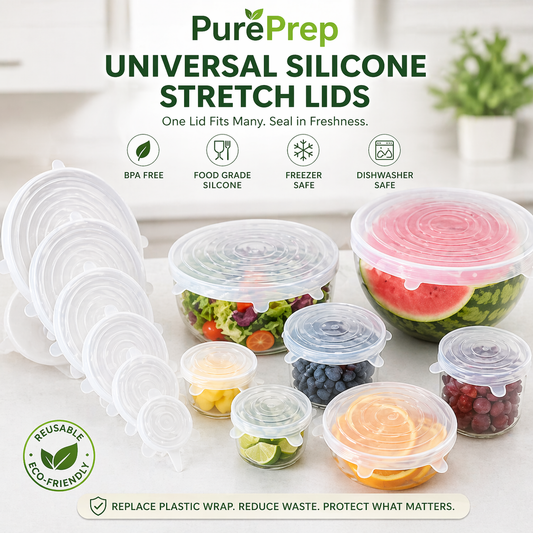 PurePrep™ Stretch Lid Set — Replace Plastic Wrap with Reusable Covers