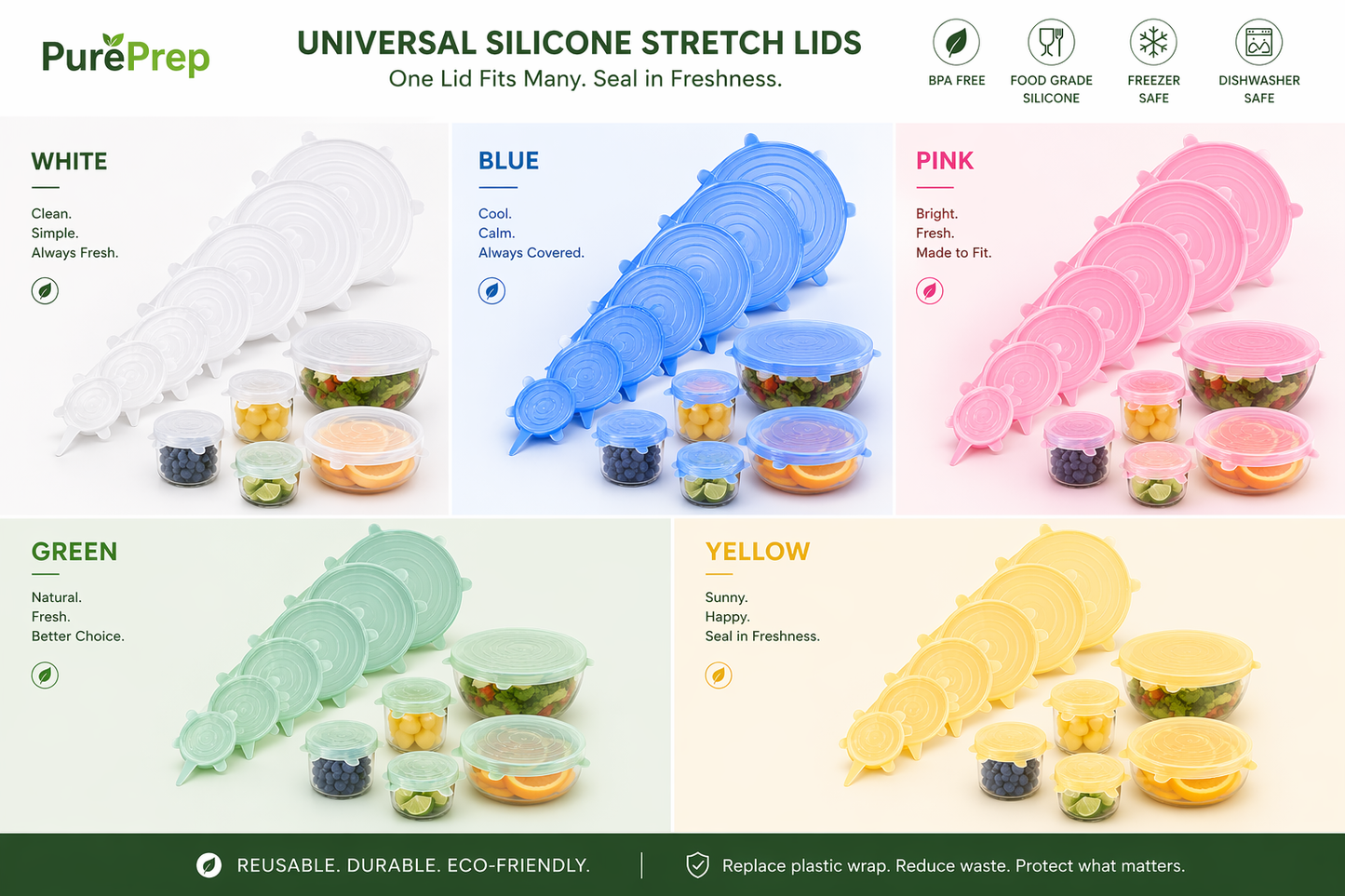 PurePrep™ Stretch Lid Set — 6 Piece