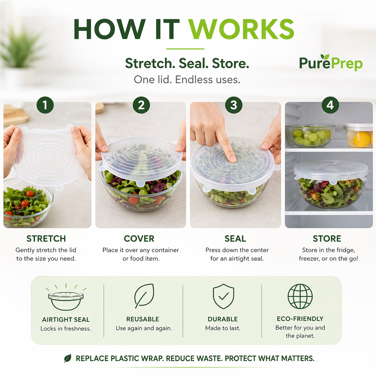 PurePrep™ Stretch Lid Set — 6 Piece