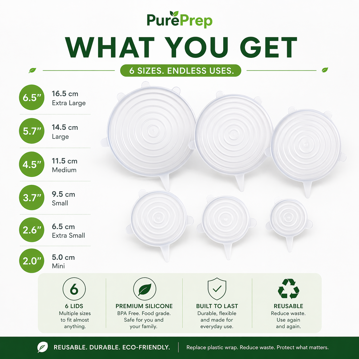 PurePrep™ Stretch Lid Set — 6 Piece