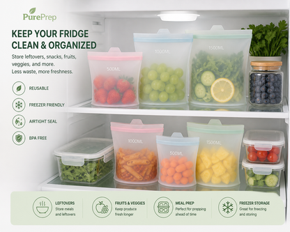 PurePrep™ Silicone Food Storage Bags — 3-Pack