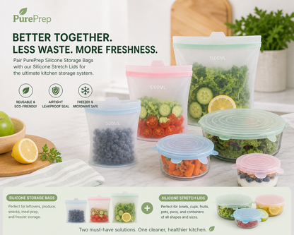 PurePrep™ Silicone Food Storage Bags — 3-Pack
