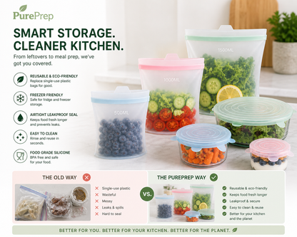 PurePrep™ Silicone Food Storage Bags — 3-Pack