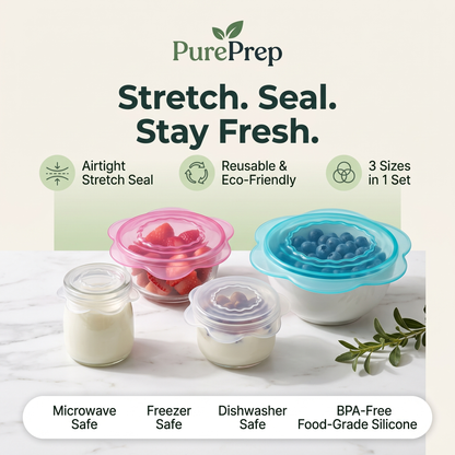 PurePrep™ Flower Stretch Lids — Set of 3