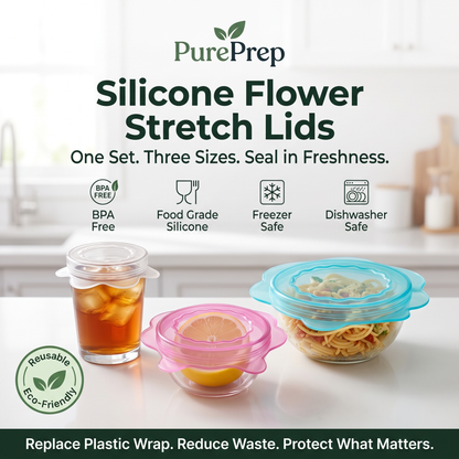 PurePrep™ Flower Stretch Lids — Set of 3