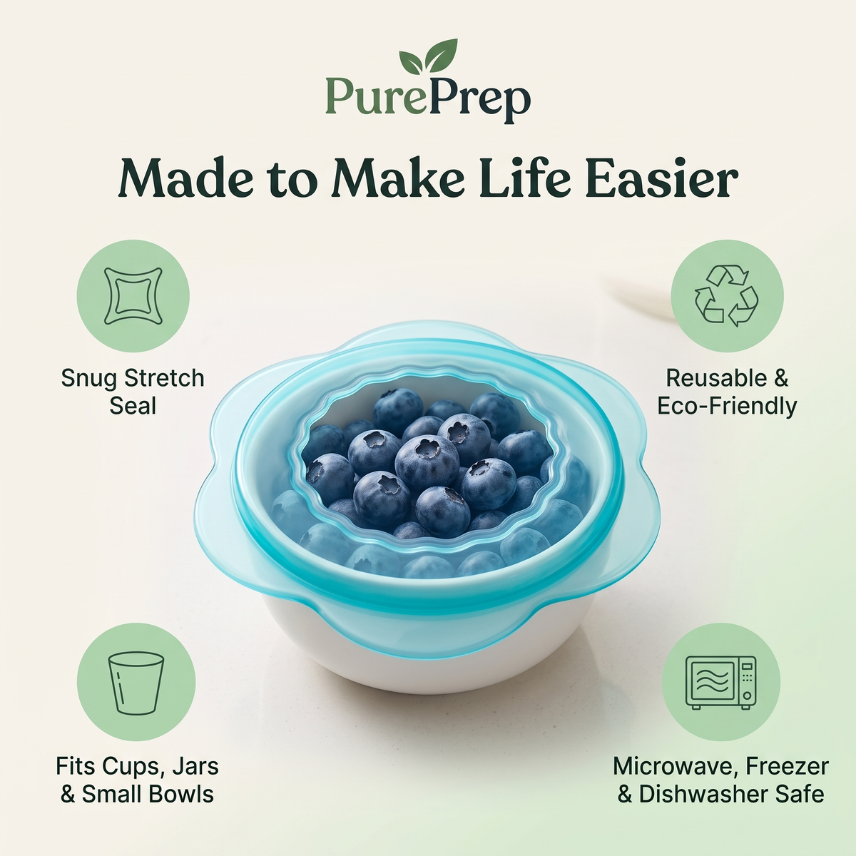 PurePrep™ Flower Stretch Lids — Set of 3