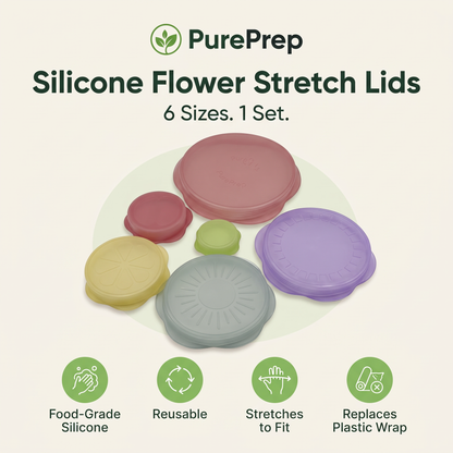 PurePrep™ Flower Stretch Lids — 6 Piece Set