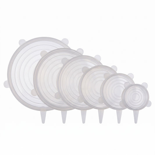 PurePrep round silicone stretch lids, set of 6 sizes, clear