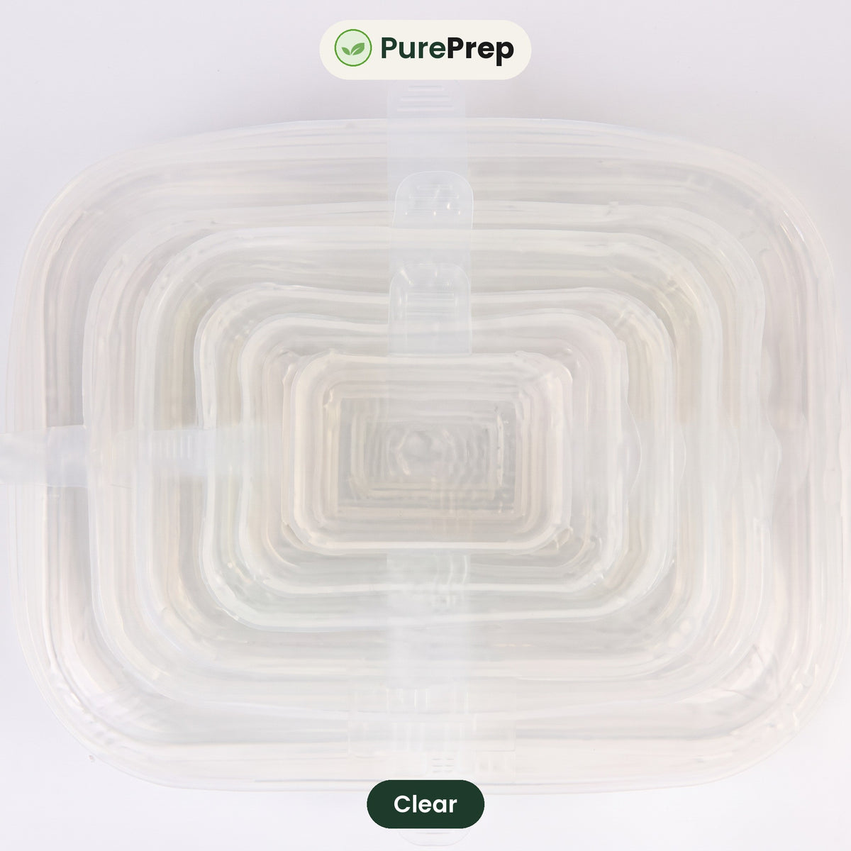 PurePrep square stretch lids, clear, 6 sizes