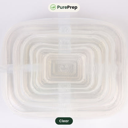 PurePrep square stretch lids, clear, 6 sizes