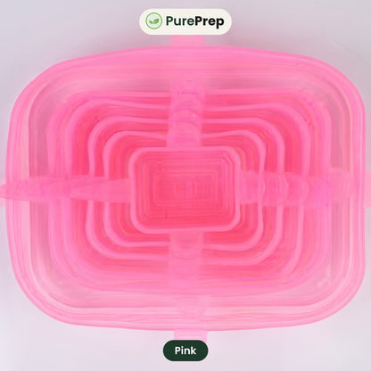 PurePrep square stretch lids, pink, 6 sizes